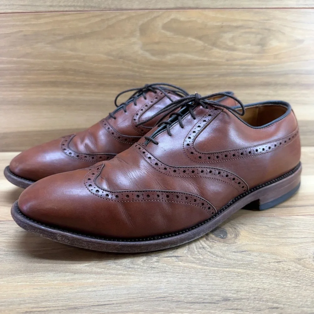 Allen Edmonds Birmingham Wingtip Oxford 9.5 E Brown Leather 1550 Formal Dress